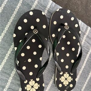 Kate Spade Polka Dot Flip Flops - Black and White